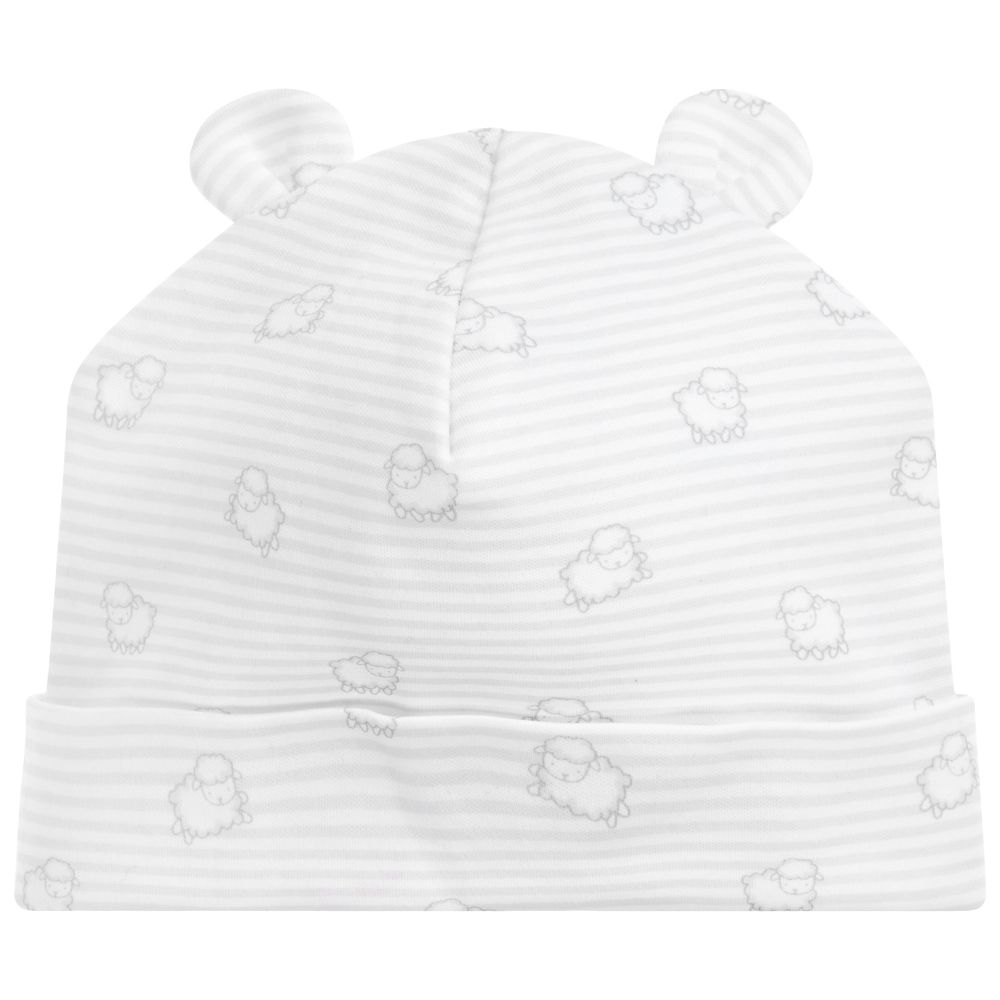 Kissy Kissy - قبعة قطن بيما لون أبيض و رمادي للأطفال  | Childrensalon