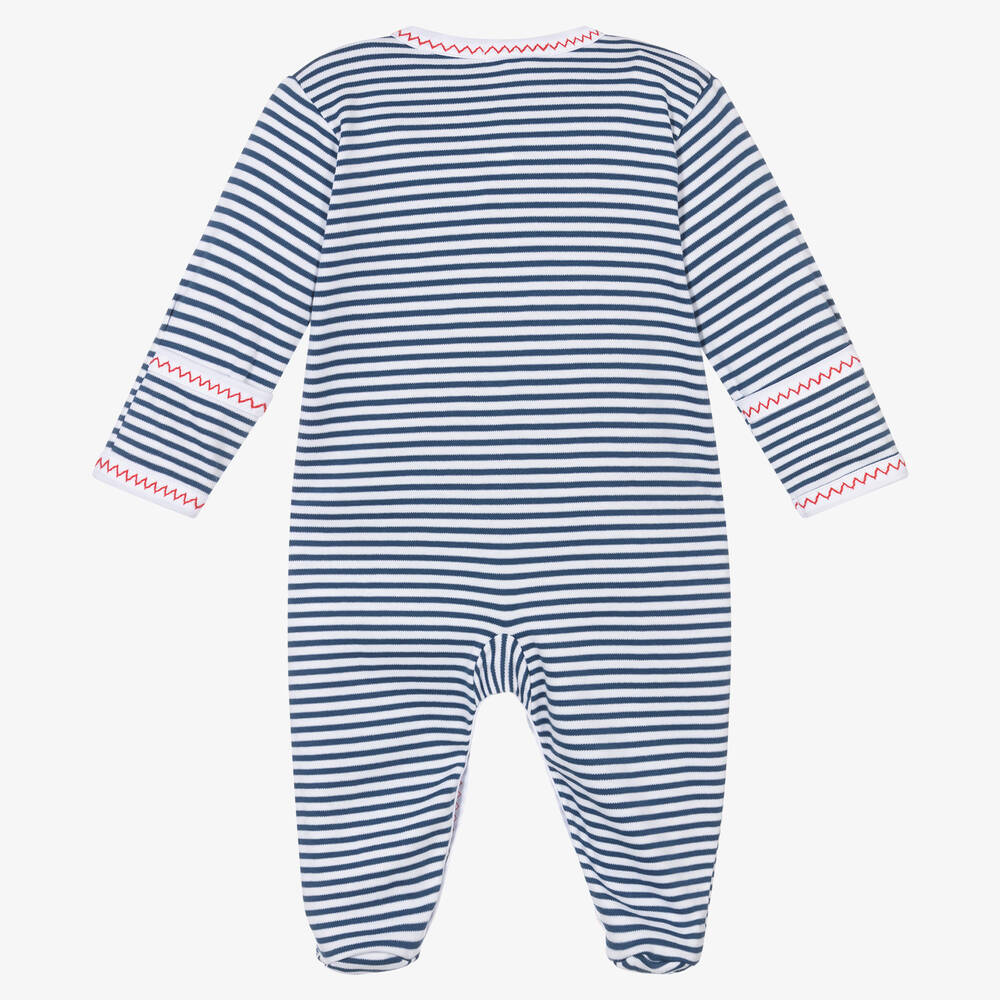 Kissy Kissy-Striped Pima Cotton Sail N Whale Babygrow | Childrensalon Outlet