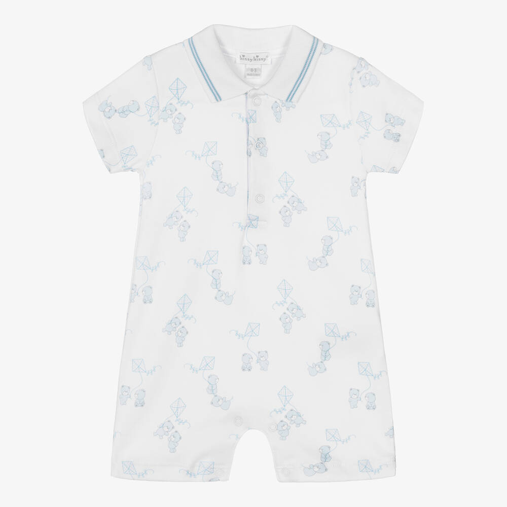 Kissy Kissy - White Beary Nice Kites Pima Shortie | Childrensalon