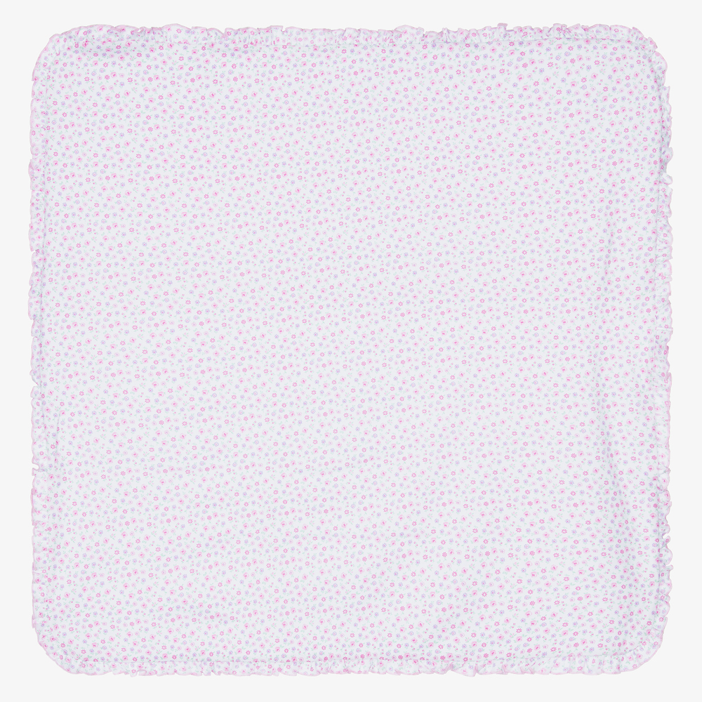 Kissy Kissy - White Blossom Cotton Blanket (73cm) | Childrensalon