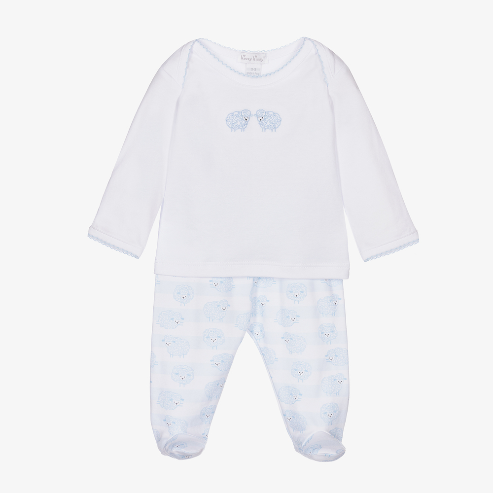 Kissy Kissy - Белый топ с голубыми штанишками для малышей | Childrensalon