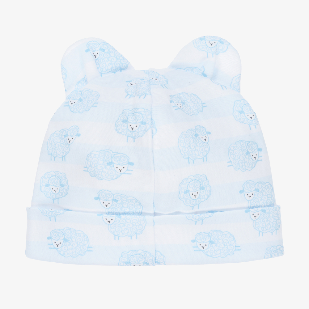 Kissy Kissy-White & Blue Lambs Baby Hat | Childrensalon Outlet