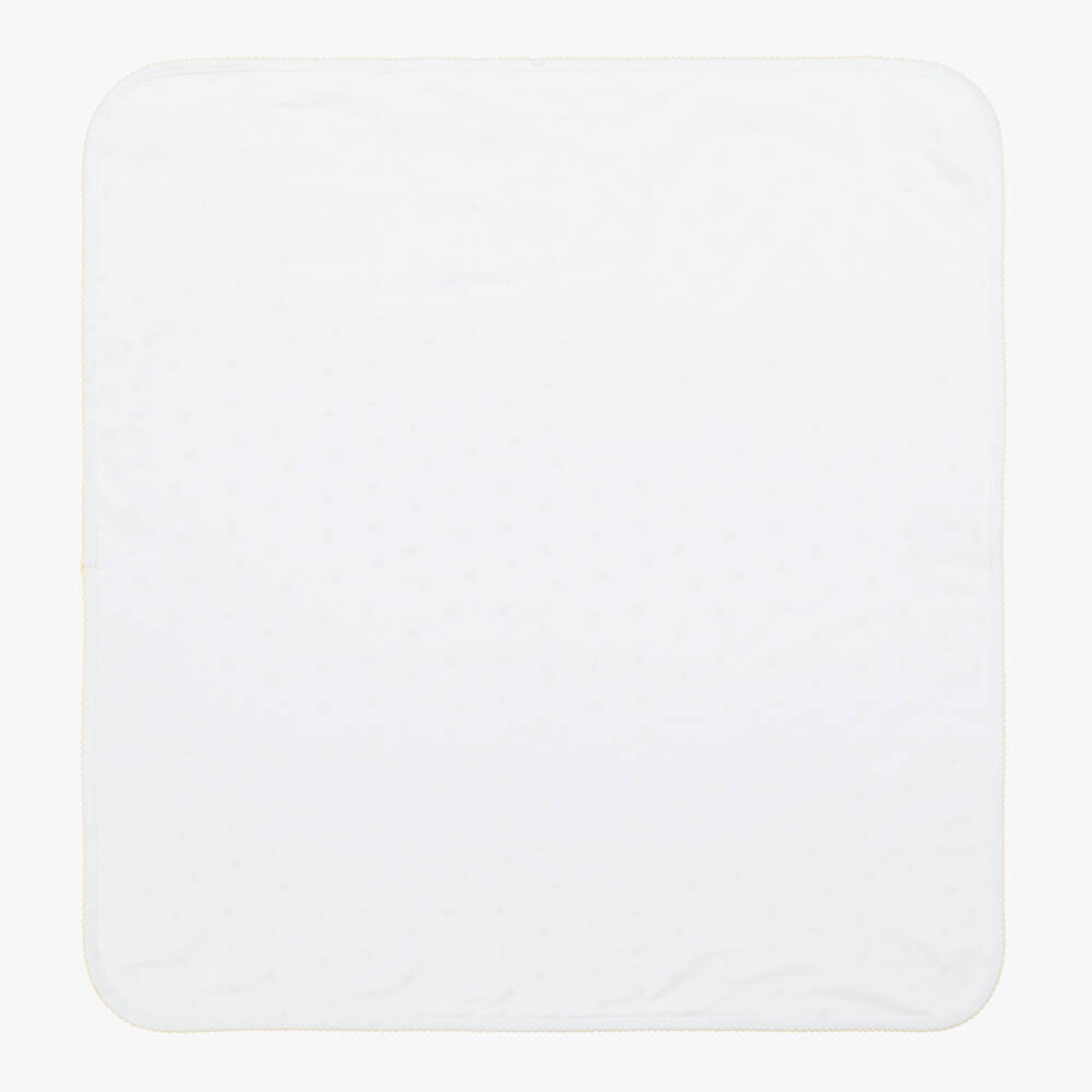 Kissy Kissy-White Buzzing Bees Pima Cotton Blanket (74cm) | Childrensalon Outlet