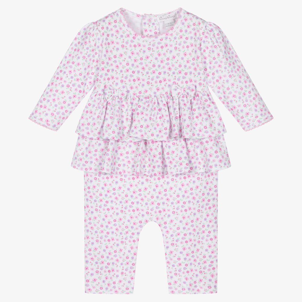 Kissy Kissy-White Cotton Blossom Babygrow | Childrensalon Outlet