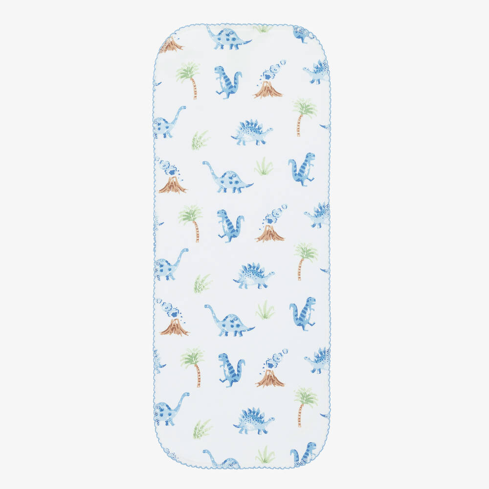 Kissy Kissy-White Cotton Dino Territory Burp Cloth (48cm) | Childrensalon Outlet