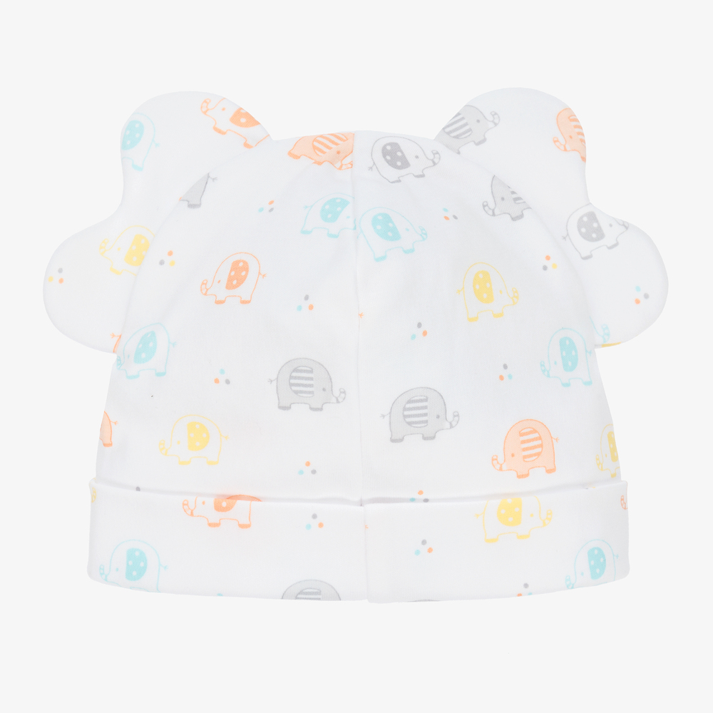 Kissy Kissy-White Cotton Elephant Baby Hat | Childrensalon Outlet