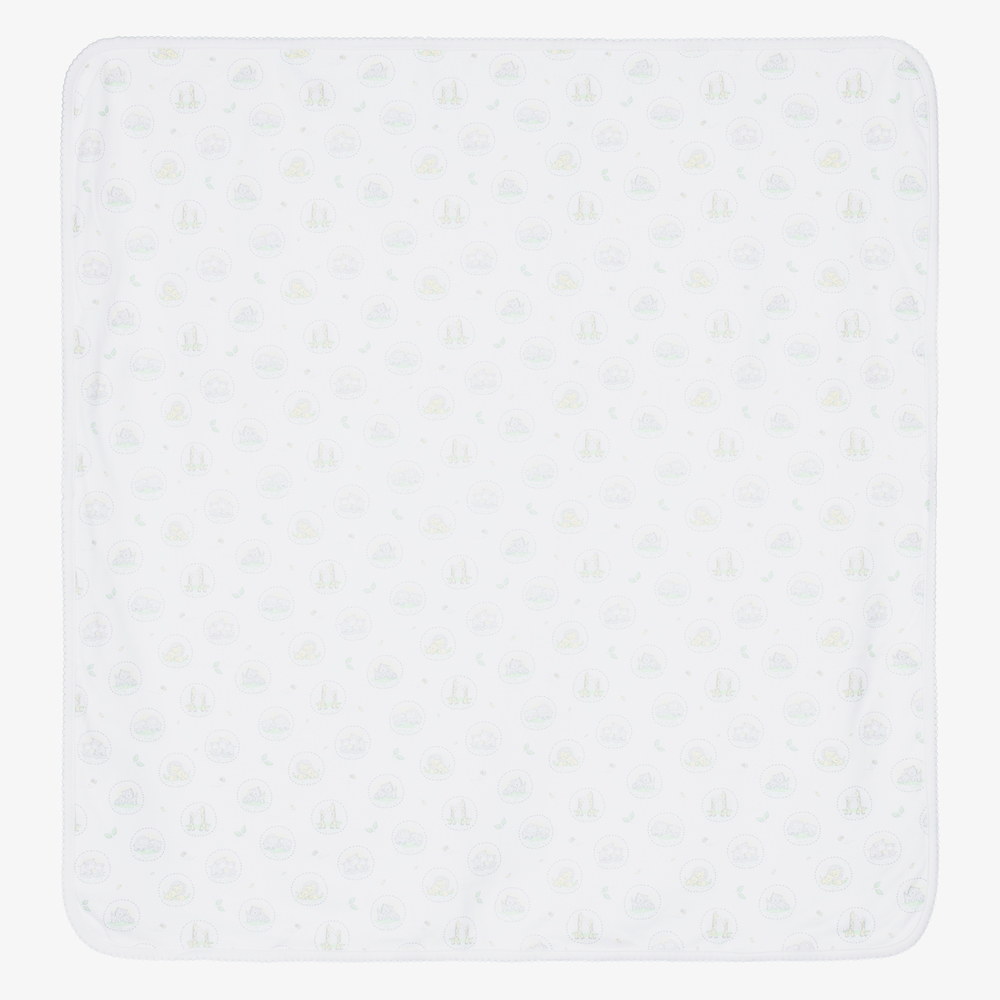 Kissy Kissy-White Cotton Kins Blanket (73cm) | Childrensalon Outlet