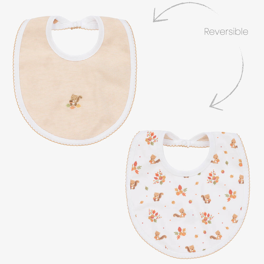 Kissy Kissy - White Cotton Reversible Fall Fever Bib | Childrensalon