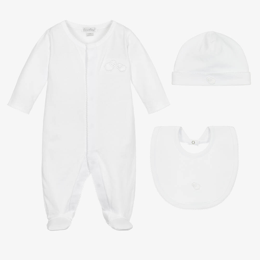 Kissy Kissy - White Cotton Sweetest Sheep Babygrow Set | Childrensalon