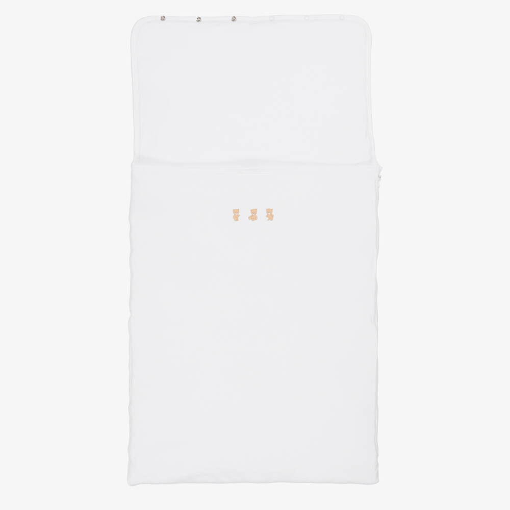 Kissy Kissy-White Cotton Teddy Bear Time Baby Nest | Childrensalon Outlet