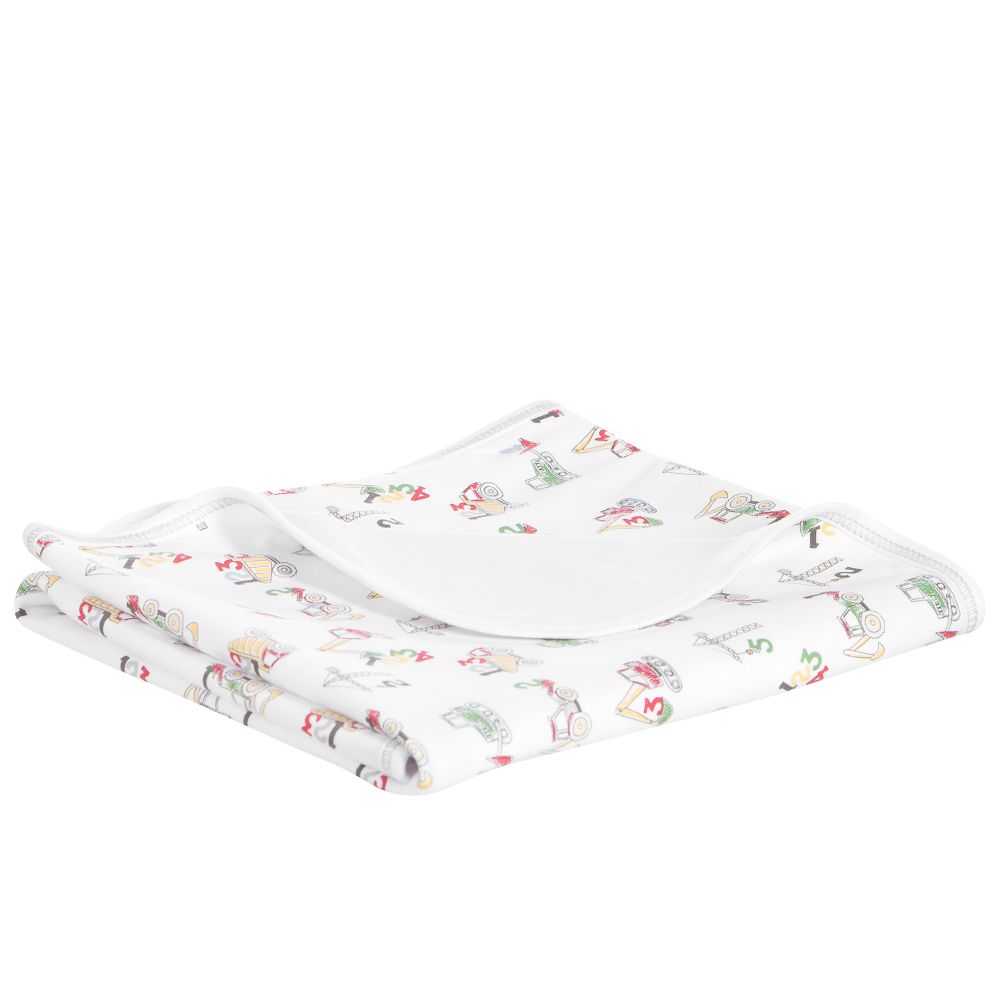 Kissy Kissy-White Digger Blanket (74cm) | Childrensalon Outlet