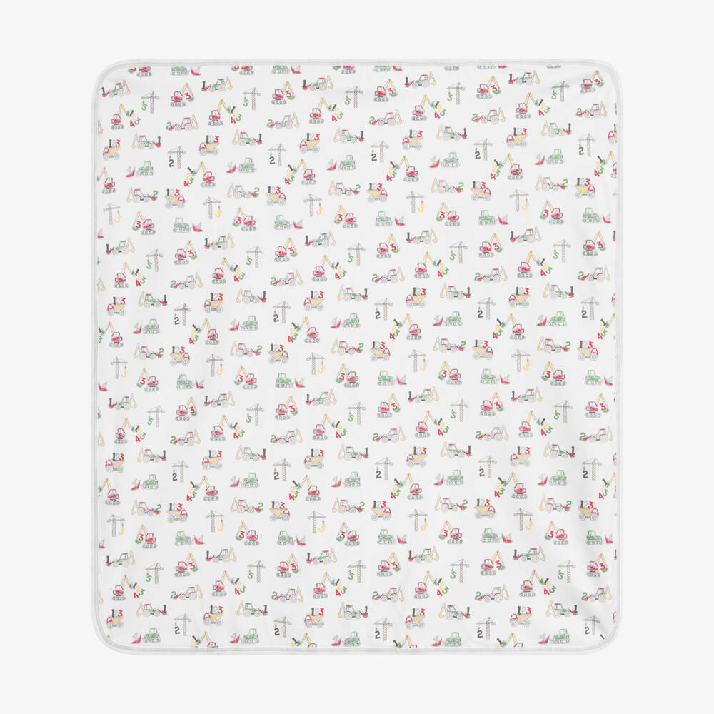 Kissy Kissy-White Digger Blanket (74cm) | Childrensalon Outlet