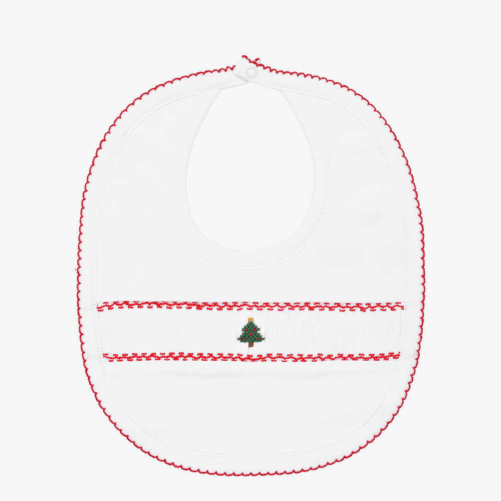 Kissy Kissy-White Festive Pima Cotton Bib | Childrensalon Outlet