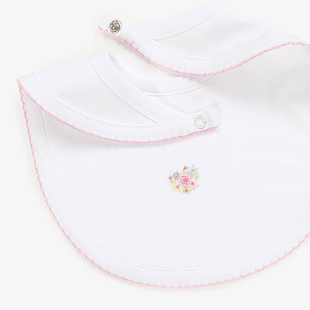 Kissy Kissy-White Floral Pima Cotton Bib for Girls | Childrensalon Outlet