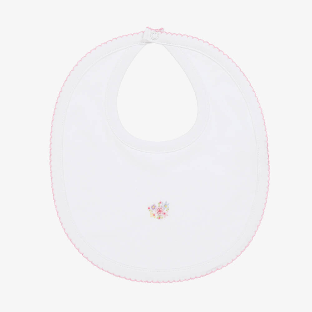 Kissy Kissy-White Floral Pima Cotton Bib for Girls | Childrensalon Outlet
