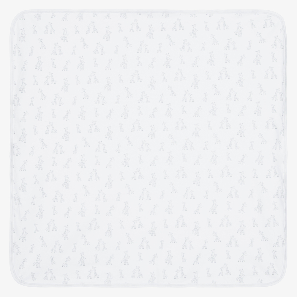 Kissy Kissy - Couverture blanche en coton Girafe (73 cm) | Childrensalon
