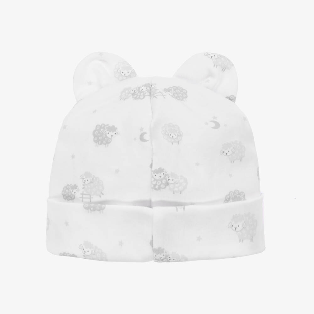 Kissy Kissy-White & Grey Sheepy Print Hat | Childrensalon Outlet