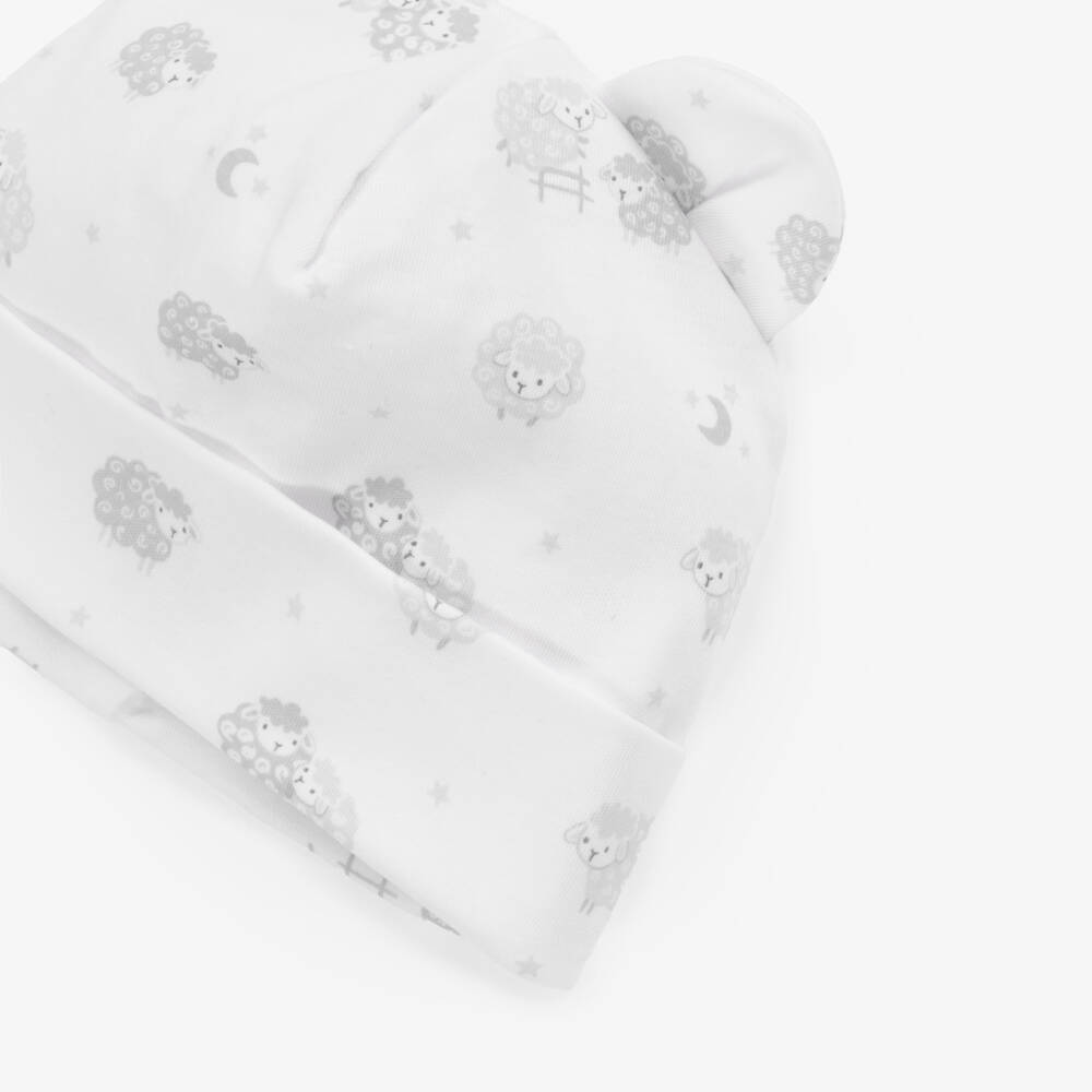 Kissy Kissy-White & Grey Sheepy Print Hat | Childrensalon Outlet