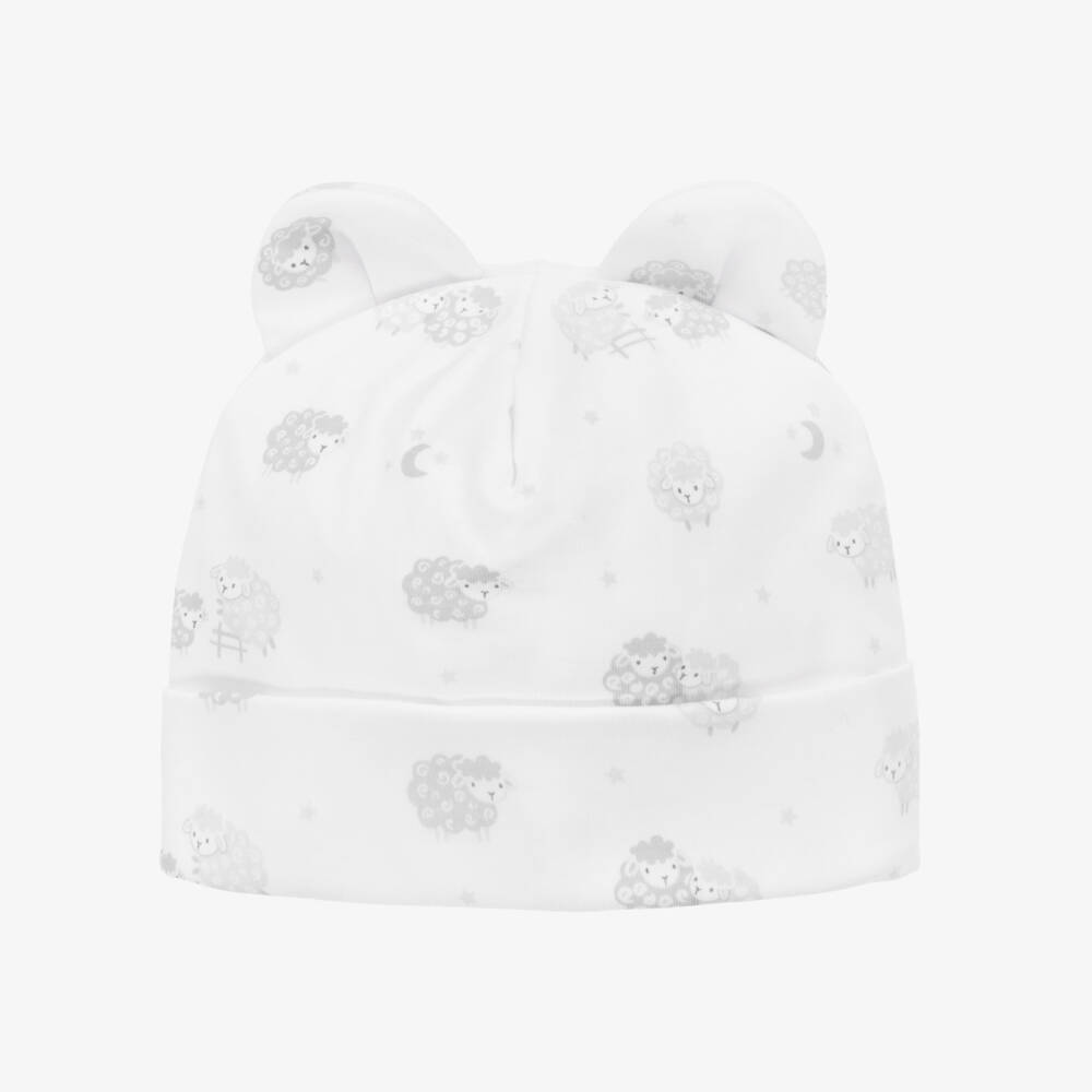 Kissy Kissy-White & Grey Sheepy Print Hat | Childrensalon Outlet