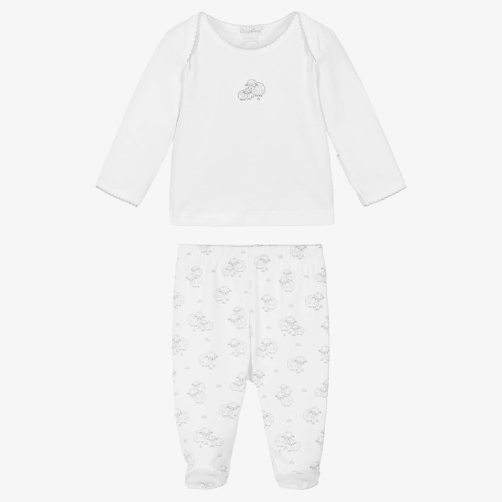 Kissy Kissy-White & Grey Sweet Sheep Pima Cotton 2 Piece Babygrow | Childrensalon Outlet