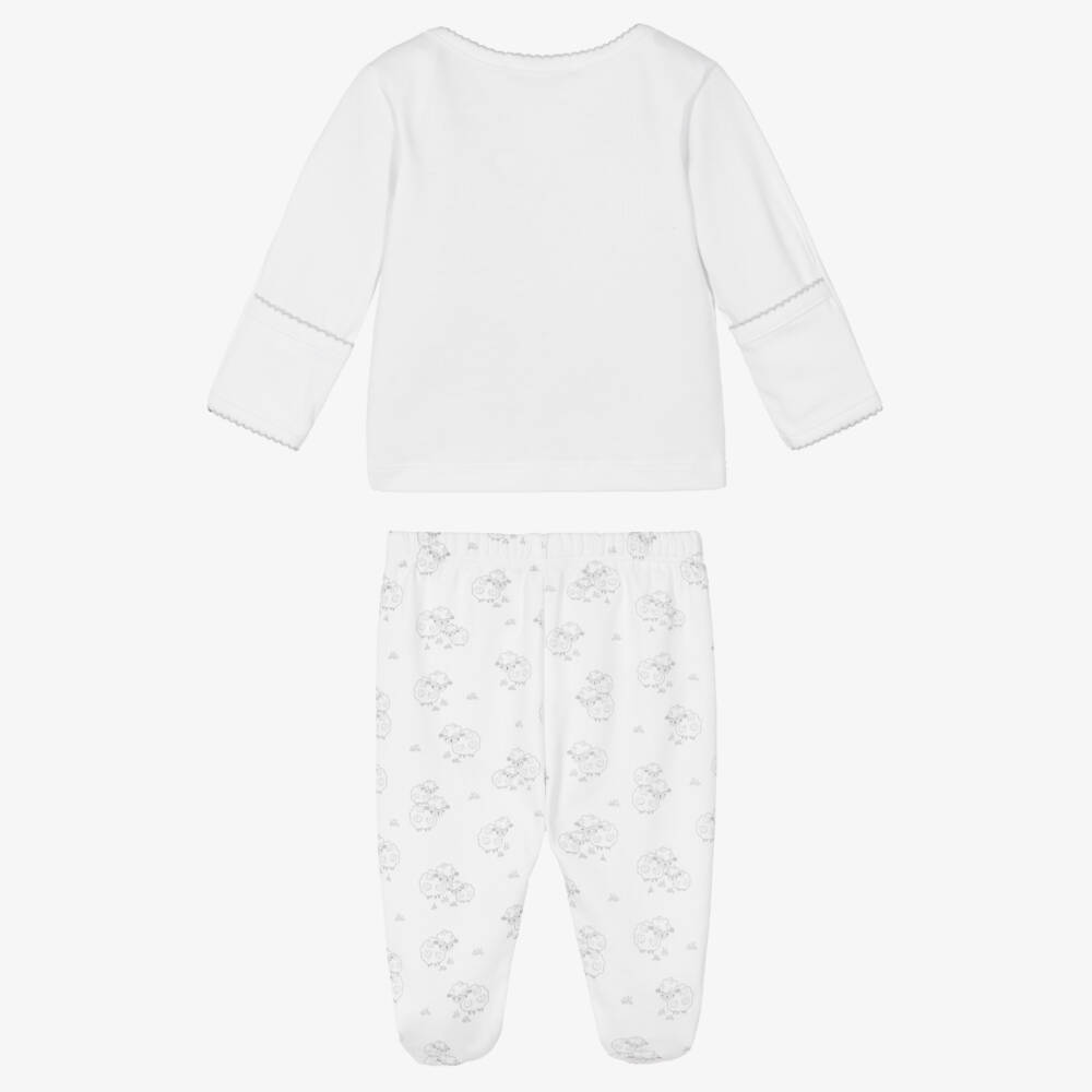 Kissy Kissy-White & Grey Sweet Sheep Pima Cotton 2 Piece Babygrow | Childrensalon Outlet