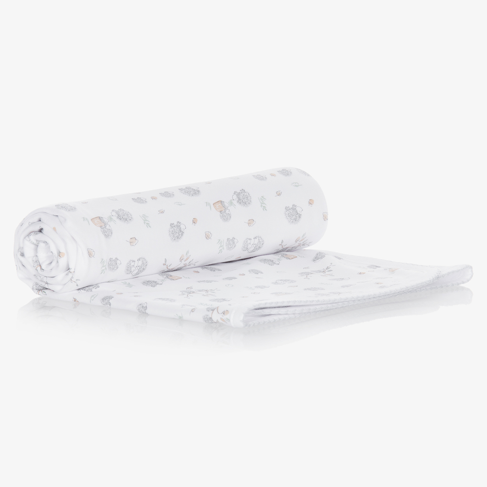 Kissy Kissy-White Hedgehogs Blanket (73cm) | Childrensalon Outlet