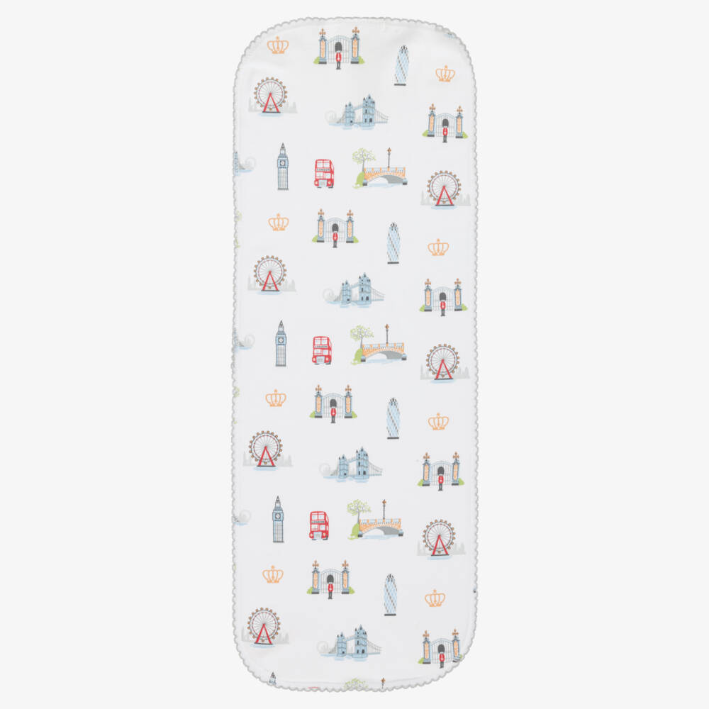 Kissy Kissy-White London Getaway Burping Cloth (48cm) | Childrensalon Outlet