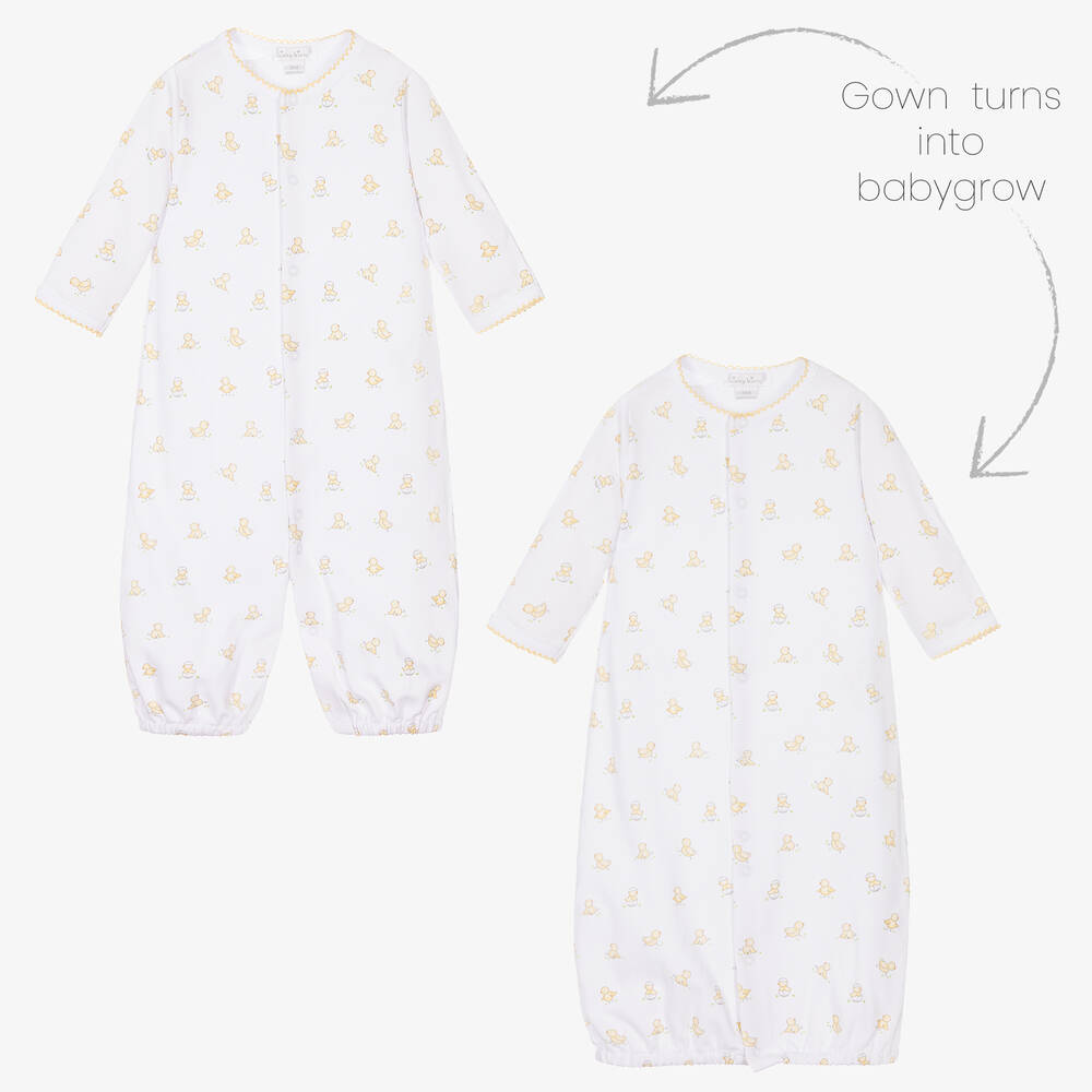 Kissy Kissy - Chemise/grenouillère blanche en coton Pima | Childrensalon