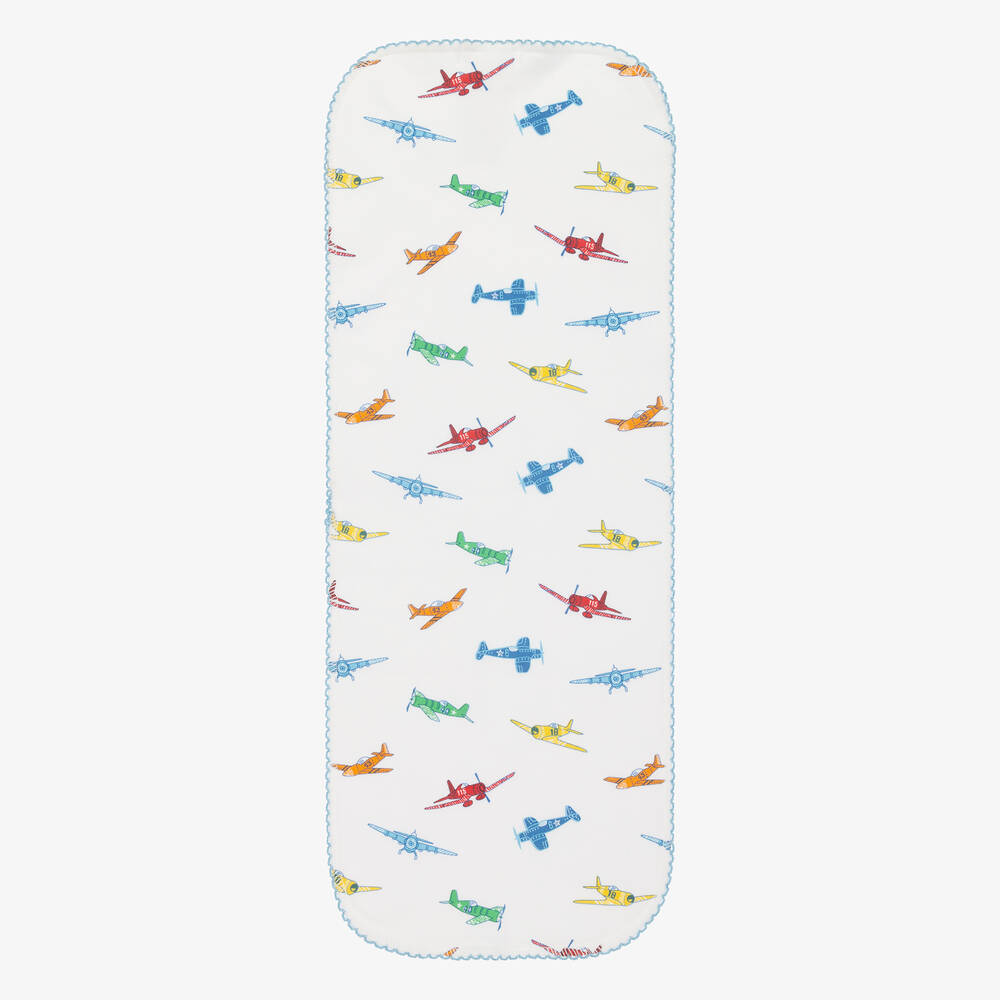 Kissy Kissy-White Pima Cotton Active Aviators Burp Cloth (47cm) | Childrensalon Outlet