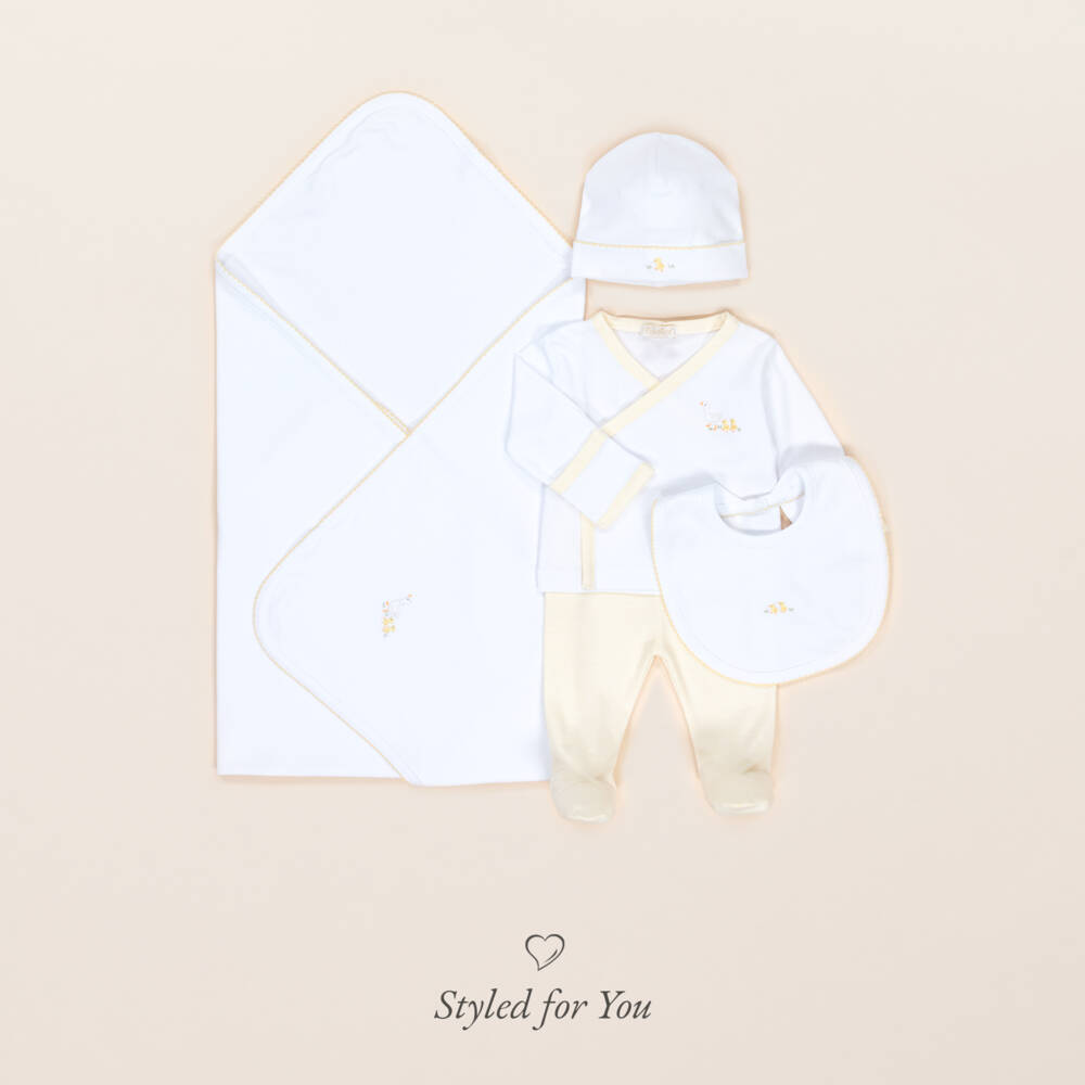 Kissy Kissy-Слюнявчик из белого хлопка Пима с утёнком для малышей | Childrensalon Outlet