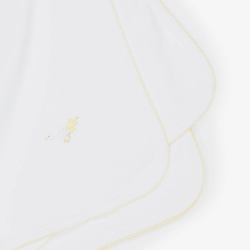 Kissy Kissy-White Pima Cotton Baby Duckling Blanket (73cm) | Childrensalon Outlet
