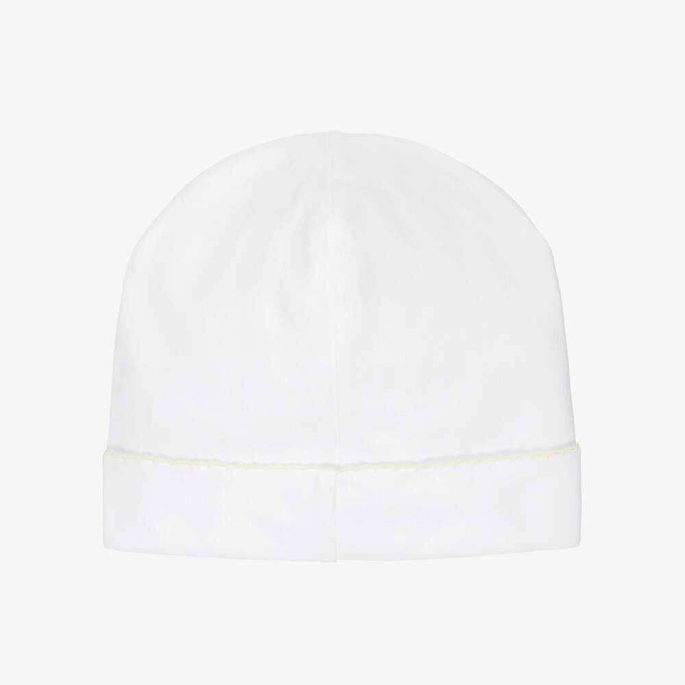 Kissy Kissy-White Pima Cotton Baby Hat with Embroidered Duck | Childrensalon Outlet