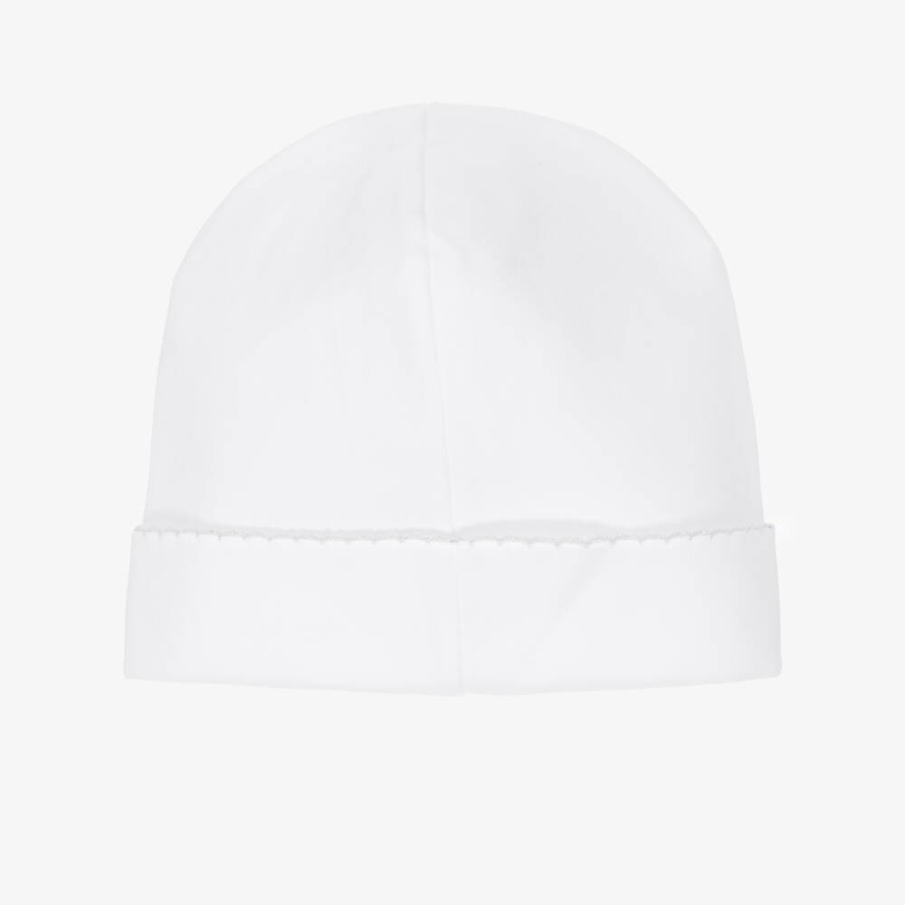 Kissy Kissy-White Pima Cotton Baby Hat with Hand-Embroidered Sheep | Childrensalon Outlet