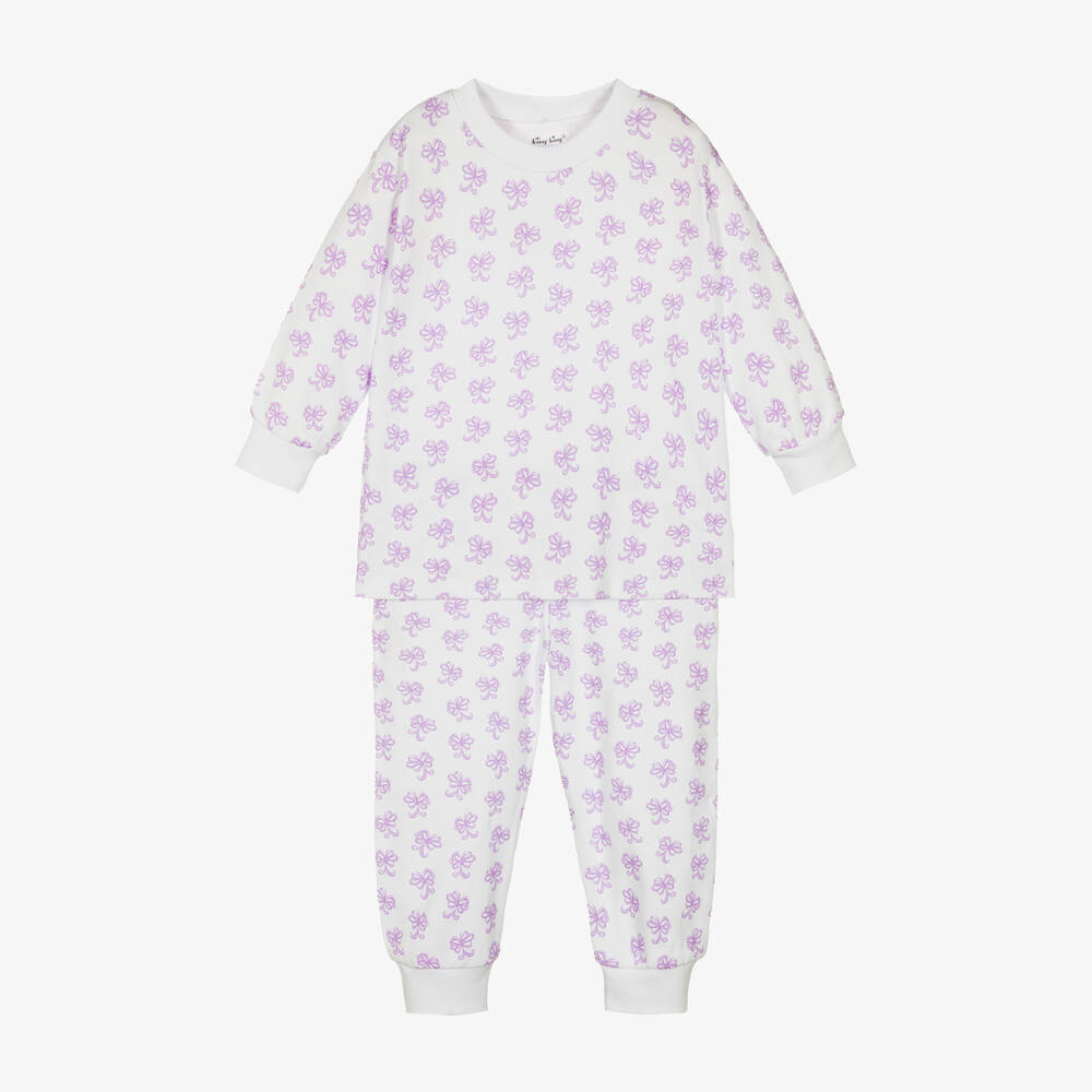 Kissy Kissy - Pyjama blanc en coton Pima à nœuds | Childrensalon