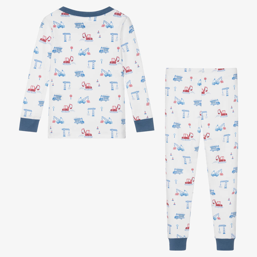 Kissy Kissy-White Pima Cotton Building Site Pyjamas | Childrensalon Outlet