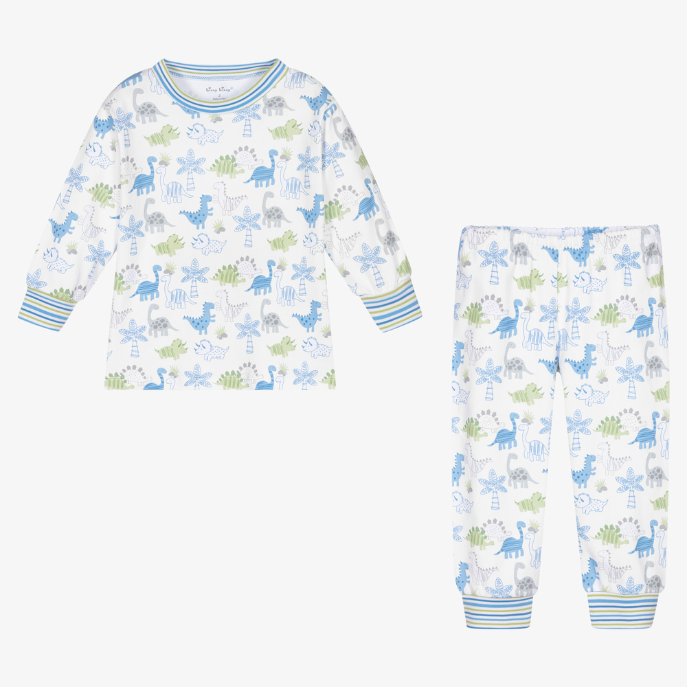 Kissy Kissy-White Pima Cotton Dino Pyjamas | Childrensalon Outlet