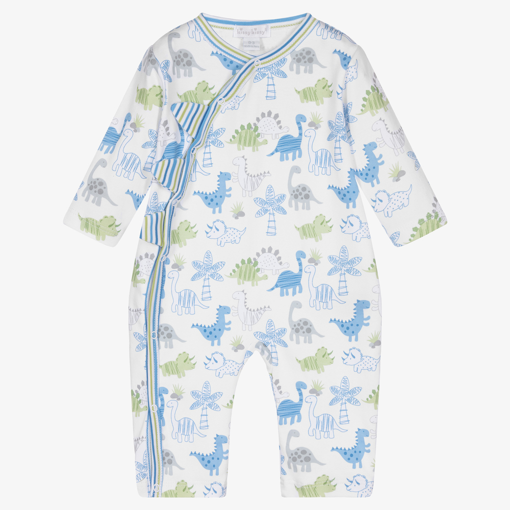 Kissy Kissy - White Pima Cotton Dino Romper | Childrensalon