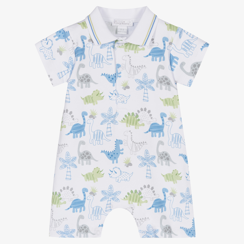 Kissy Kissy - Barboteuse blanche Pima Dino | Childrensalon