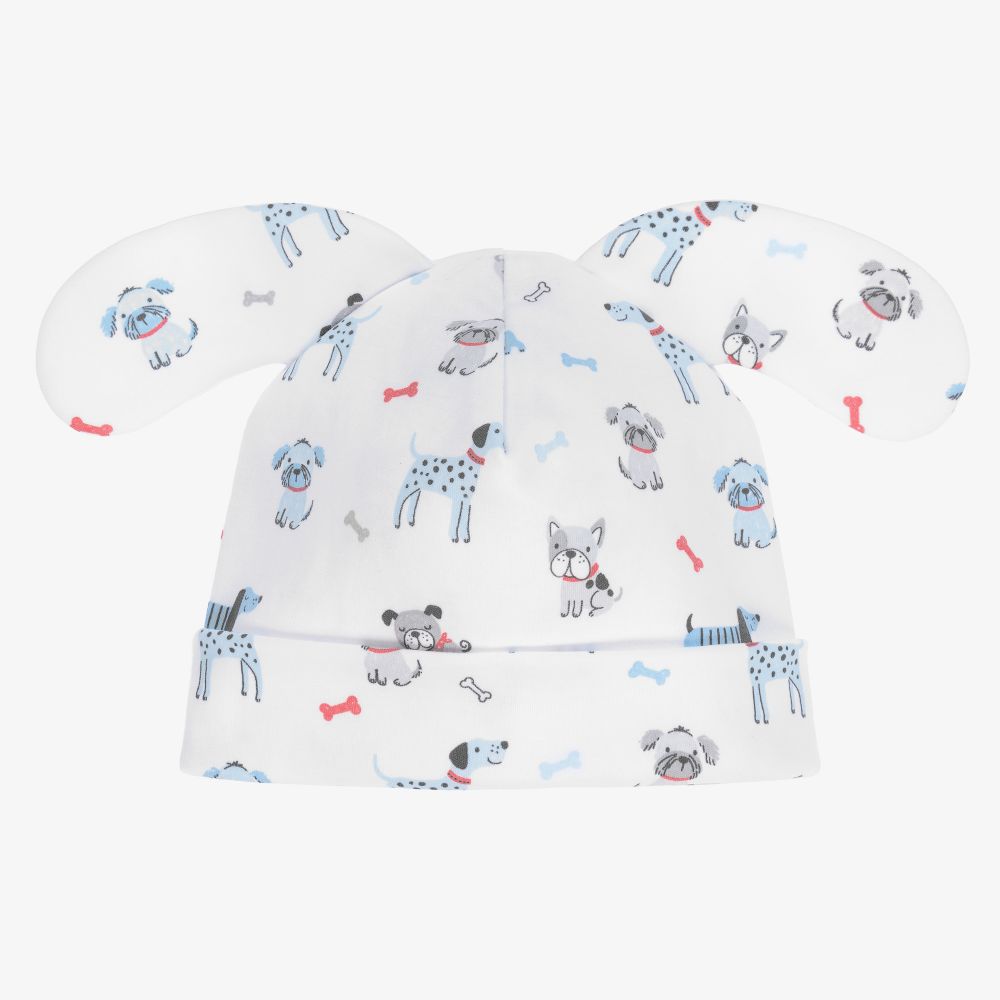 Kissy Kissy-Белая шапочка из хлопка пима с собаками | Childrensalon Outlet