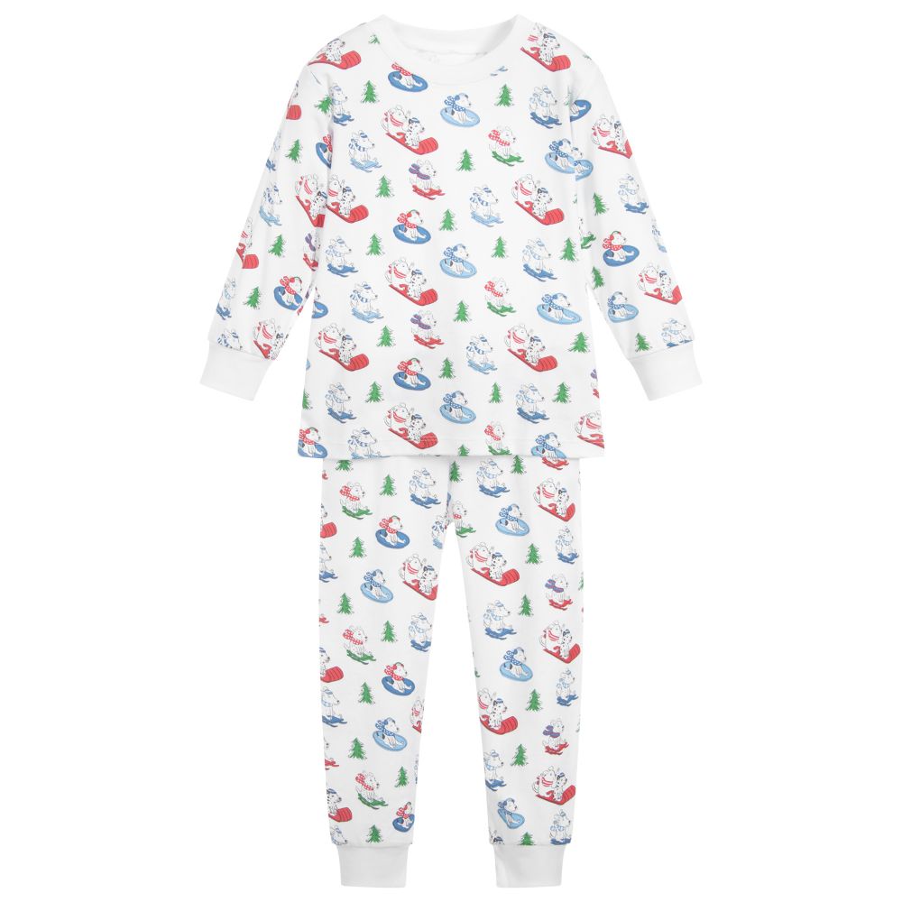 Kissy Kissy - White Pima Cotton Dog Pyjamas | Childrensalon