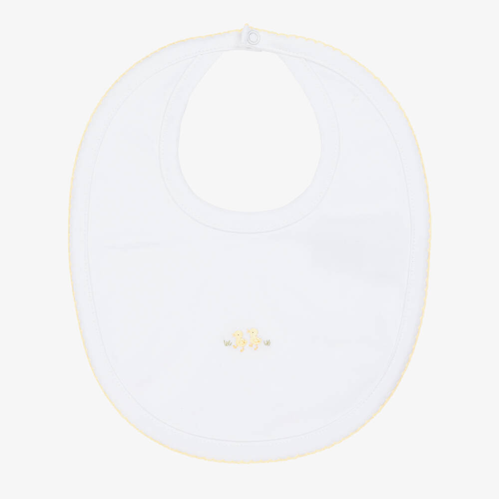 Kissy Kissy-White Pima Cotton Duckling Bib | Childrensalon Outlet