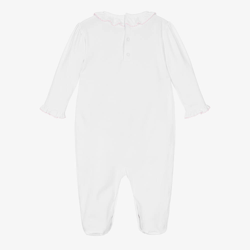 Kissy Kissy-White Pima Cotton Fall Babygrow | Childrensalon Outlet