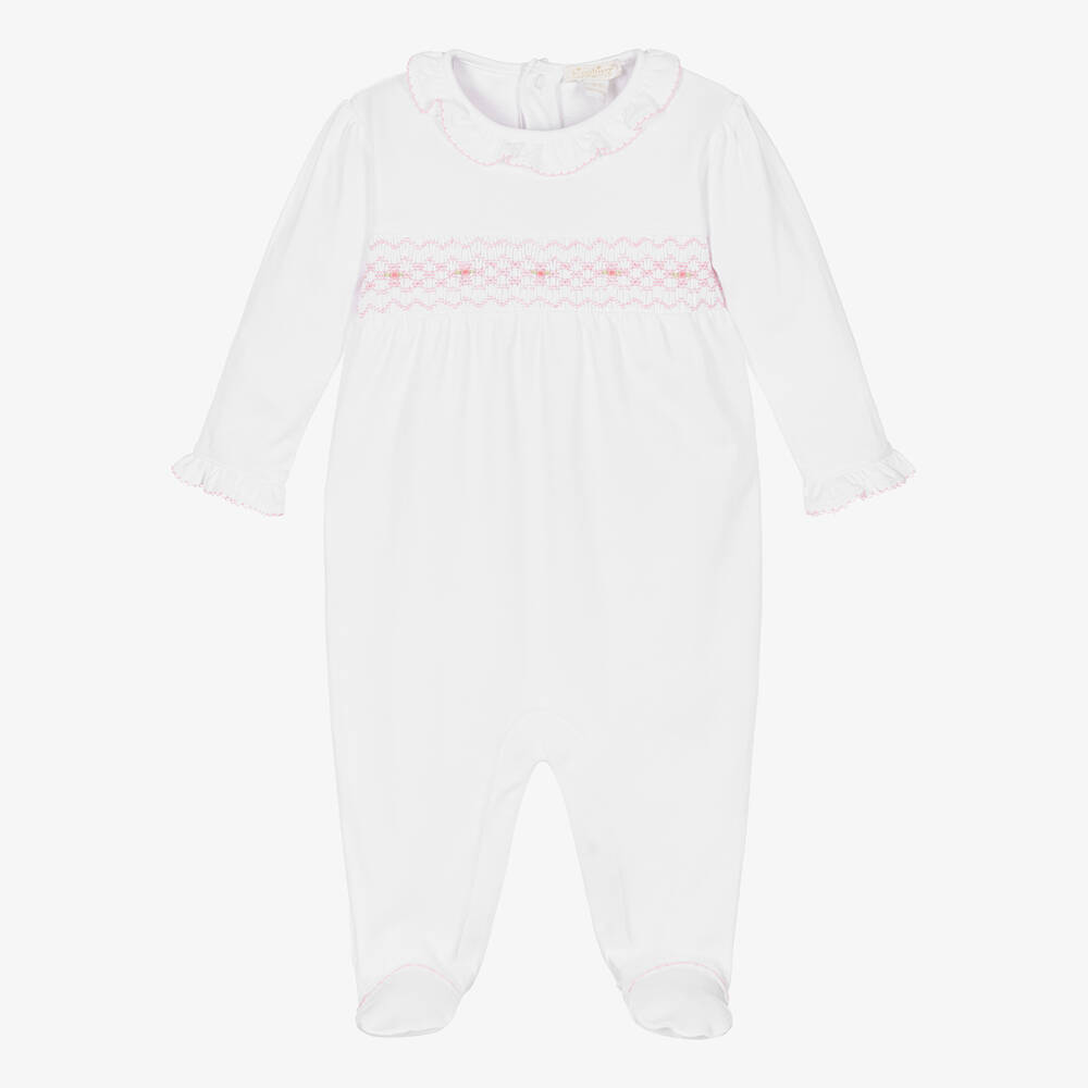 Kissy Kissy-White Pima Cotton Fall Babygrow | Childrensalon Outlet