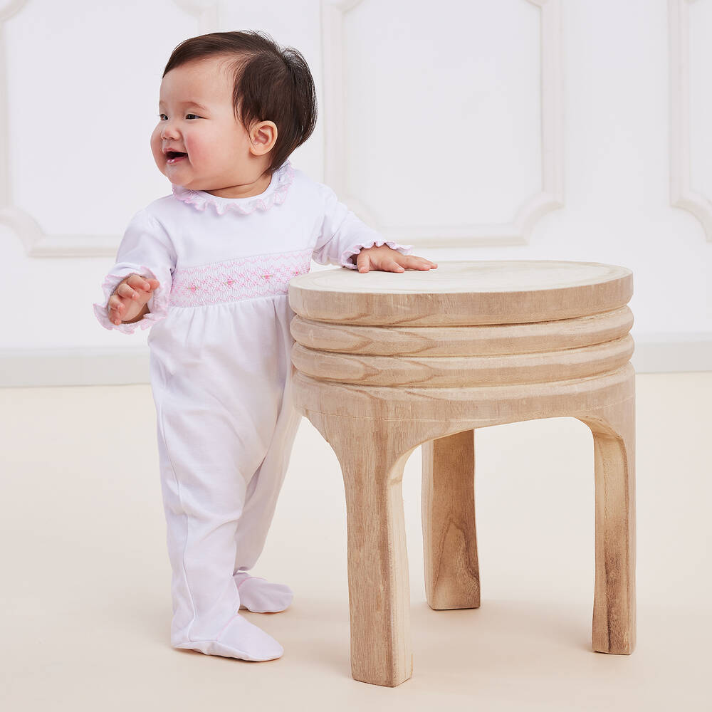Kissy Kissy-White Pima Cotton Fall Babygrow | Childrensalon Outlet