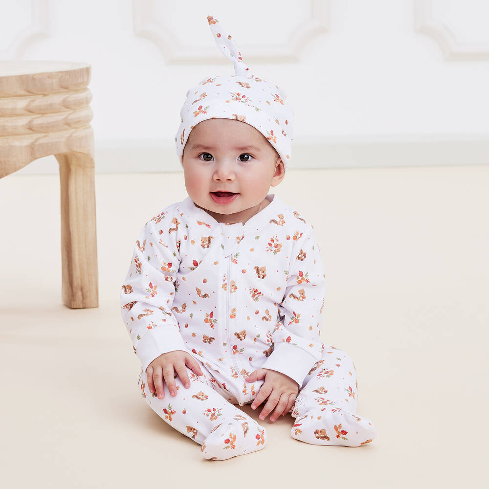 Kissy Kissy-Белый комбинезон из хлопка пима с осенним принтом | Childrensalon Outlet