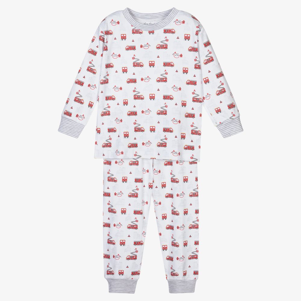 Kissy Kissy - White Pima Cotton Fire Pyjamas | Childrensalon