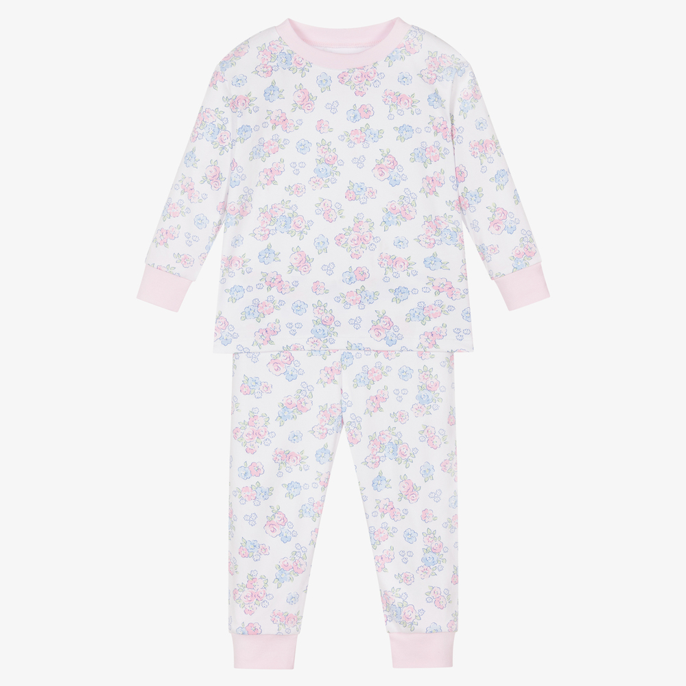 Kissy Kissy - White Pima Cotton Floral Pyjamas | Childrensalon