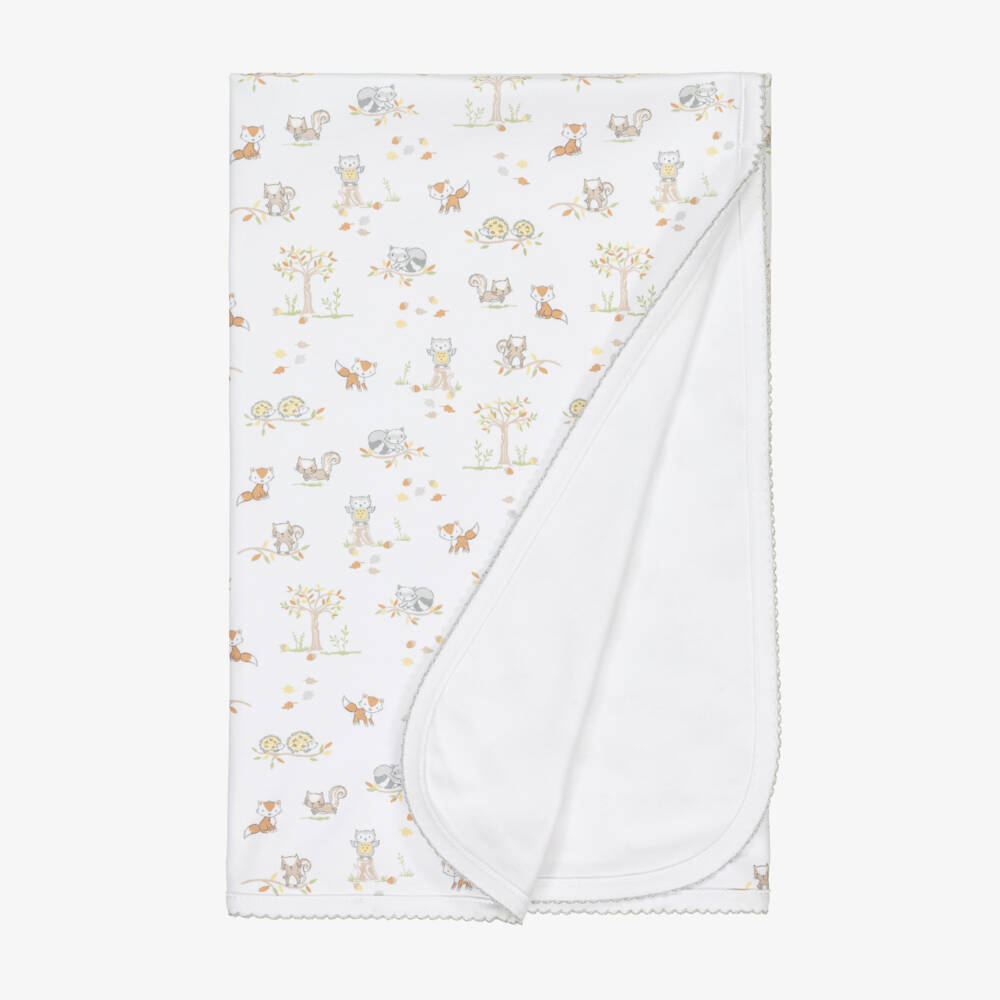 Kissy Kissy-White Pima Cotton Fox Blanket | Childrensalon Outlet