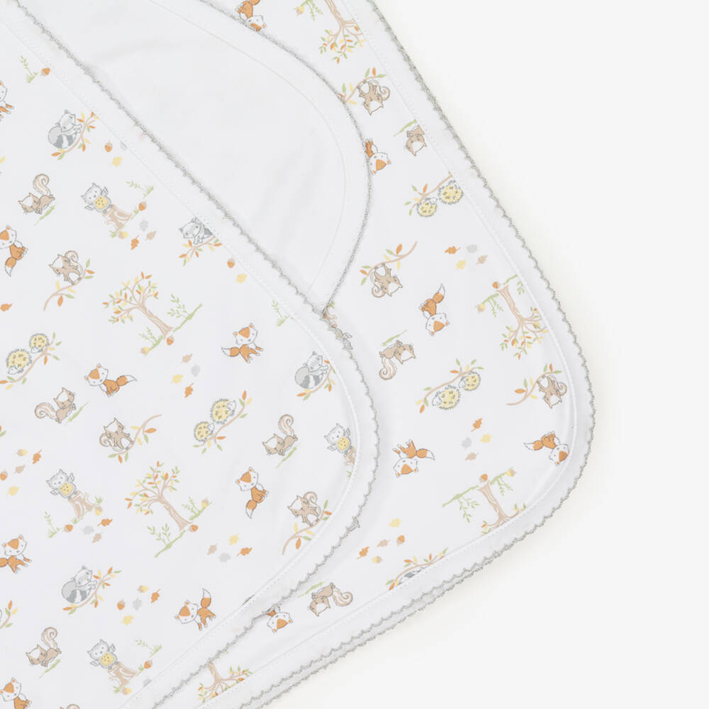 Kissy Kissy-White Pima Cotton Fox Blanket | Childrensalon Outlet