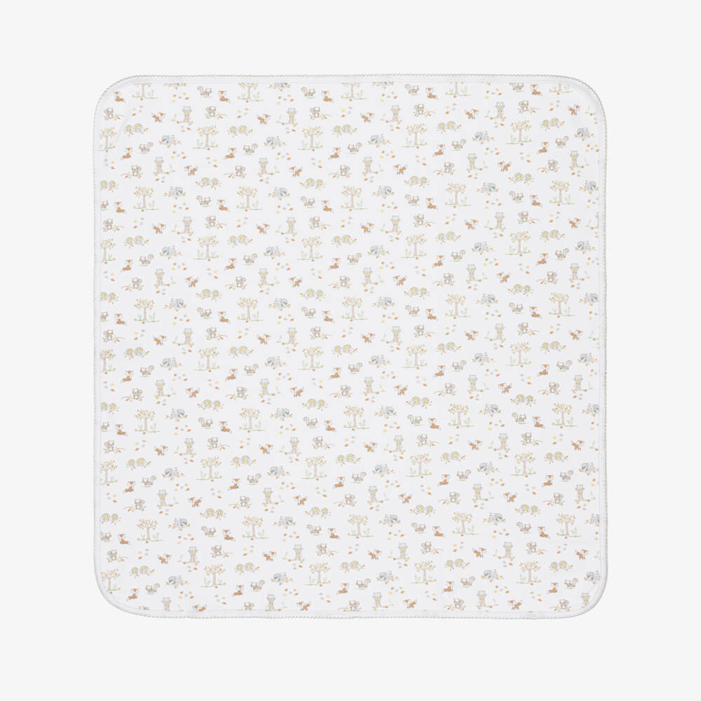 Kissy Kissy-White Pima Cotton Fox Blanket | Childrensalon Outlet